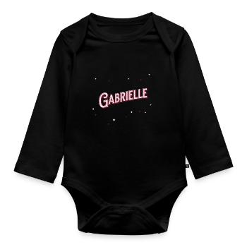Gabrielle name personalized - Organic Longsleeve Baby Bodysuit - black - Front