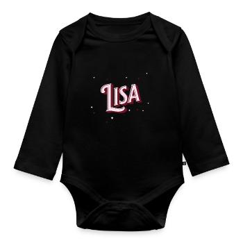 Lisa name personalized - Organic Longsleeve Baby Bodysuit - black - Front