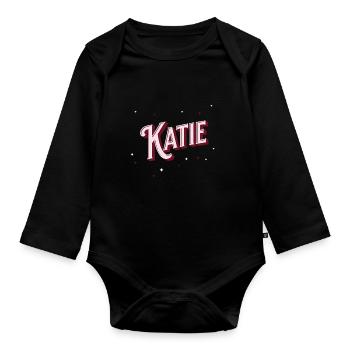 Nom Katie personnalisé - Body Bébé bio manches longues - noir - Devant