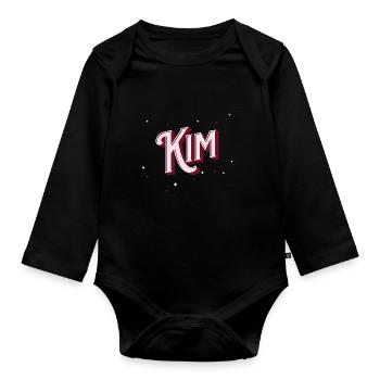 Personalized Kim name - Organic Longsleeve Baby Bodysuit - black - Front