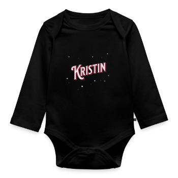 Prénom Kristin personnalisé - Body Bébé bio manches longues - noir - Devant