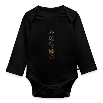 Snowboard love winter mountains slope snowboarding - Organic Longsleeve Baby Bodysuit - black - Front