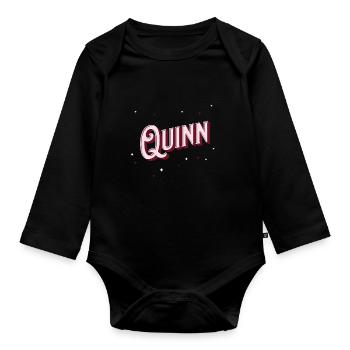 Quinn Namen personalisiert - Baby Bio-Langarm-Body - Schwarz - Vorne