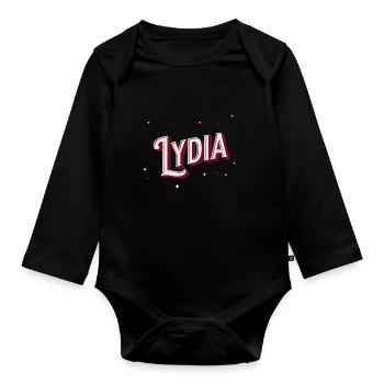 Lydia Namen personalisiert - Baby Bio-Langarm-Body - Schwarz - Vorne