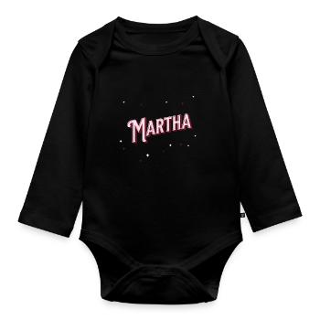 Martha Namen personalisiert - Baby Bio-Langarm-Body - Schwarz - Vorne