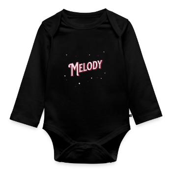 Melody name personalized - Organic Longsleeve Baby Bodysuit - black - Front