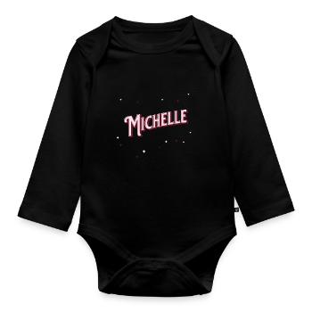 Michelle nom personnalisé - Body Bébé bio manches longues - noir - Devant