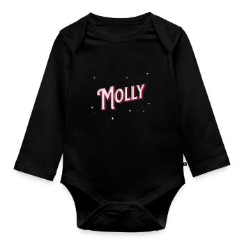 Nom Molly personnalisé - Body Bébé bio manches longues - noir - Devant
