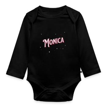 Monica name personalized - Organic Longsleeve Baby Bodysuit - black - Front