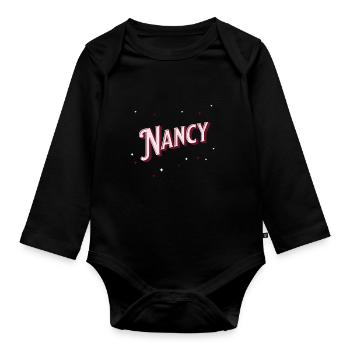 Nancy Namen personalisiert - Baby Bio-Langarm-Body - Schwarz - Vorne