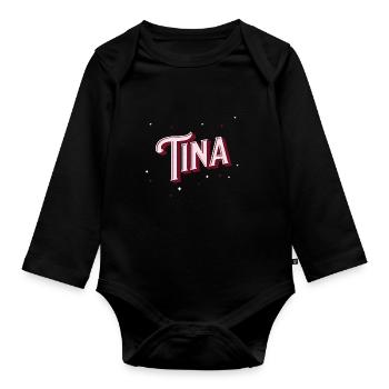 Nom Tina personnalisé - Body Bébé bio manches longues - noir - Devant