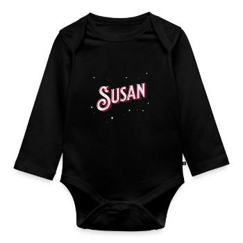 Susan Namen personalisiert - Baby Bio-Langarm-Body - Schwarz - Vorne