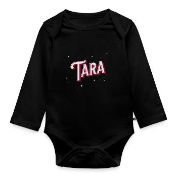 Nom Tara personnalisé - Body Bébé bio manches longues - noir - Devant
