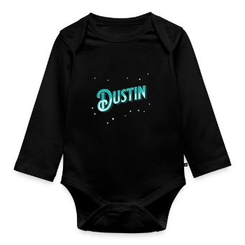 Dustin Namen personalisiert - Baby Bio-Langarm-Body - Schwarz - Vorne