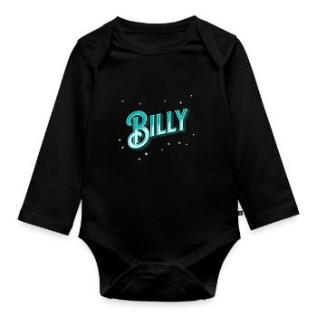 Billy name personalized - Organic Longsleeve Baby Bodysuit - black - Front