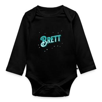 Brett Namen personalisiert - Baby Bio-Langarm-Body - Schwarz - Vorne