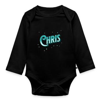 Chris Namen personalisiert - Baby Bio-Langarm-Body - Schwarz - Vorne