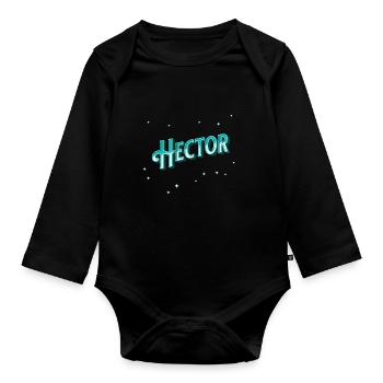 Nom Hector personnalisé - Body Bébé bio manches longues - noir - Devant