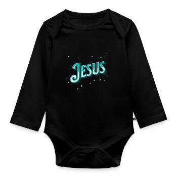 Le nom de Jésus personnalisé - Body Bébé bio manches longues - noir - Devant