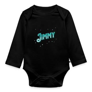 Le prénom de Jimmy personnalisé - Body Bébé bio manches longues - noir - Devant