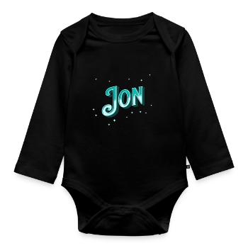 Jon Namen personalisiert - Baby Bio-Langarm-Body - Schwarz - Vorne