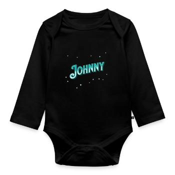 Le prénom de Johnny personnalisé - Body Bébé bio manches longues - noir - Devant