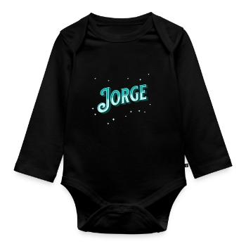 Jorge Namen personalisiert - Baby Bio-Langarm-Body - Schwarz - Vorne
