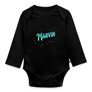 Nom Marvin personnalisé - Body Bébé bio manches longues - noir - Devant