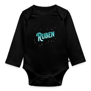 Ruben Namen personalisiert - Baby Bio-Langarm-Body - Schwarz - Vorne