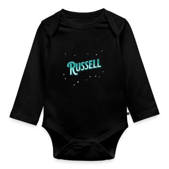 Russell name personalized - Organic Longsleeve Baby Bodysuit - black - Front