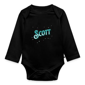 Scott name personalized - Organic Longsleeve Baby Bodysuit - black - Front