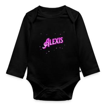 Alexis Namen personalisiert - Baby Bio-Langarm-Body - Schwarz - Vorne