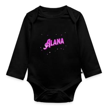 Alana Namen personalisiert - Baby Bio-Langarm-Body - Schwarz - Vorne