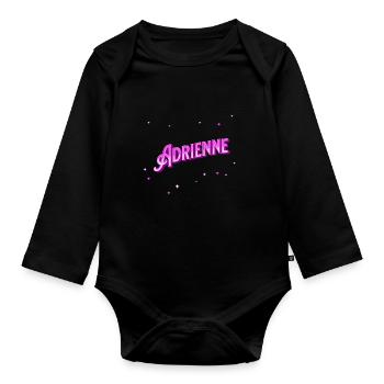 Le prénom d’Adrienne personnalisé - Body Bébé bio manches longues - noir - Devant