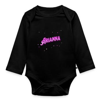 Prénoms Arianna Personnalisés - Body Bébé bio manches longues - noir - Devant