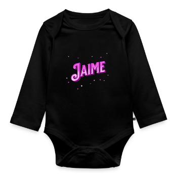 Nom Jaime personnalisé - Body Bébé bio manches longues - noir - Devant