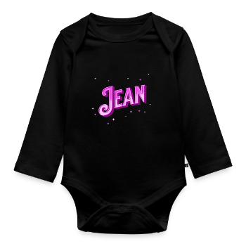 Jean Namen personalisiert - Baby Bio-Langarm-Body - Schwarz - Vorne