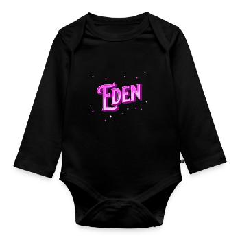 Nom Eden personnalisé - Body Bébé bio manches longues - noir - Devant