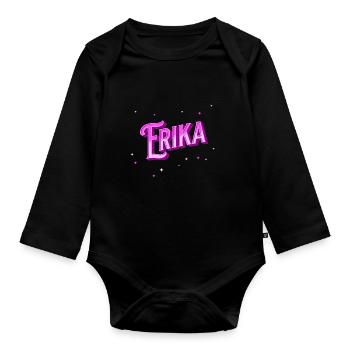 Erika Namen personalisiert - Baby Bio-Langarm-Body - Schwarz - Vorne