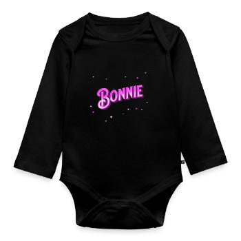Bonnie name personalized - Organic Longsleeve Baby Bodysuit - black - Front