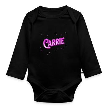 Carrie Namen personalisiert - Baby Bio-Langarm-Body - Schwarz - Vorne