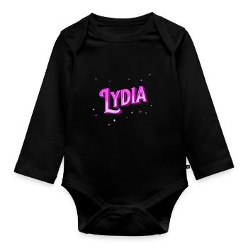 Lydia Namen personalisiert - Baby Bio-Langarm-Body - Schwarz - Vorne