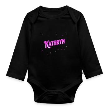 Kathryn's name personalized - Organic Longsleeve Baby Bodysuit - black - Front