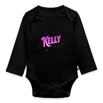 Kelly name personalized - Organic Longsleeve Baby Bodysuit - black - Front