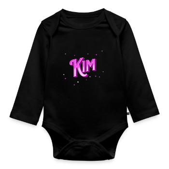 Kim Personalized Name - Organic Longsleeve Baby Bodysuit - black - Front