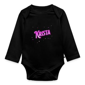 Krista's name personalized - Organic Longsleeve Baby Bodysuit - black - Front
