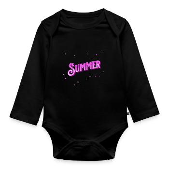 Noms Buzzer personnalisés - Body Bébé bio manches longues - noir - Devant