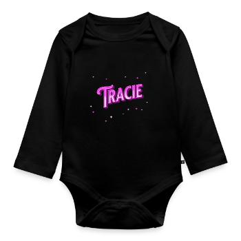 Nom Tracie personnalisé - Body Bébé bio manches longues - noir - Devant