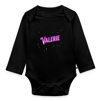 Valérie nom personnalisé - Body Bébé bio manches longues - noir - Devant