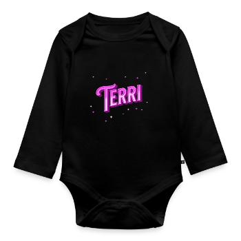 Terri Namen personalisiert - Baby Bio-Langarm-Body - Schwarz - Vorne